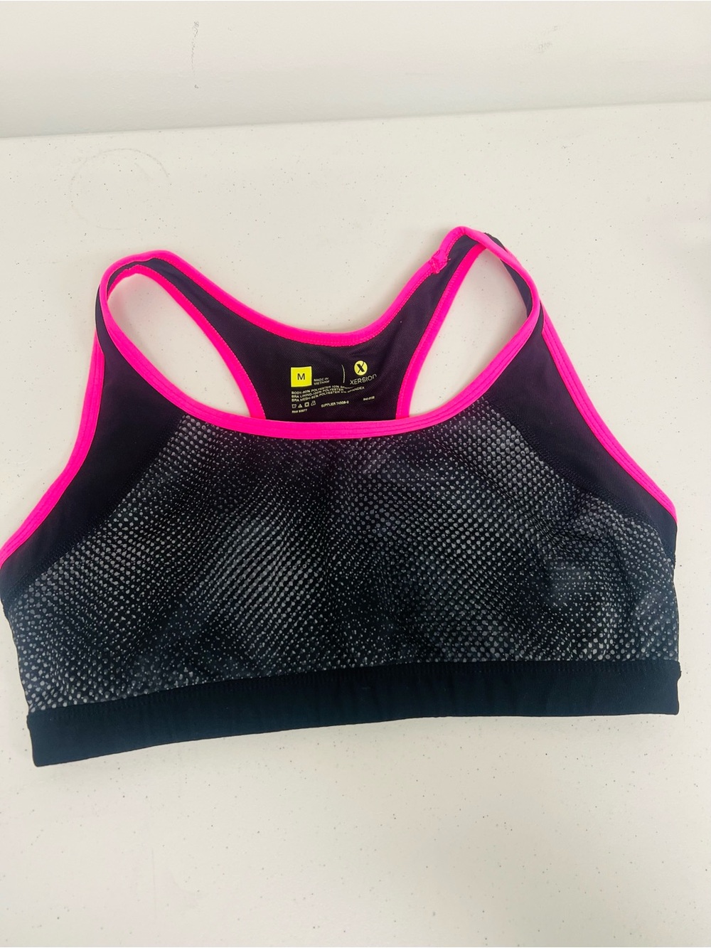 Xersion Black Sports Bra with Hot Pink Trim - Racerback